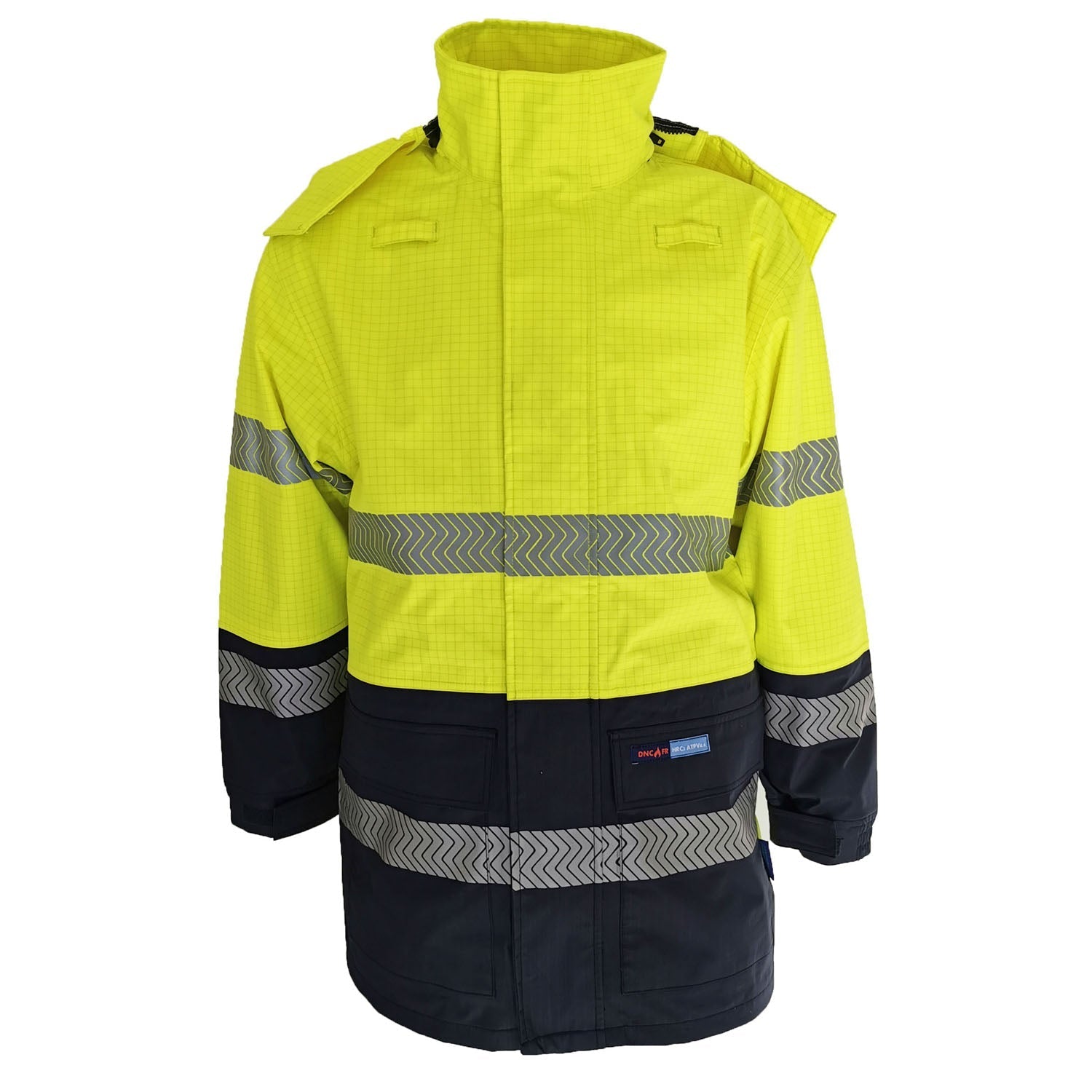 Hivis Fr & Hrc2 D/n Rain Jacket - 3467 Work Wear DNC Workwear Yellow/Navy XS 